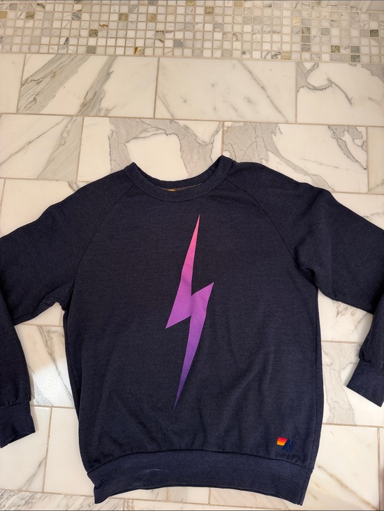 Aviator Nation Tops - Aviator Nation Navy Pullover with Pink-to-Purple Lightning Bolt